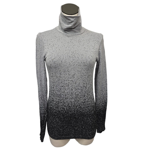 Athleta Womens Top Small Flurry Blizzard Gradient Mock Neck Long Sleeve Seamless - Picture 1 of 12